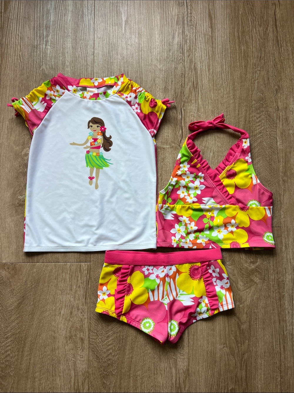 Gymboree Girls Multicolor Floral 3-Piece Summer Swim Set Size 8